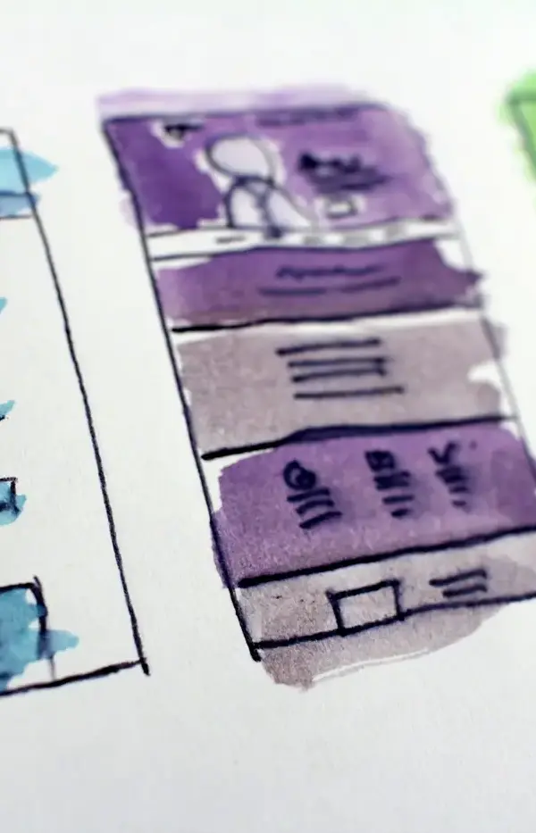 Hand-drawn layout sketches in colour