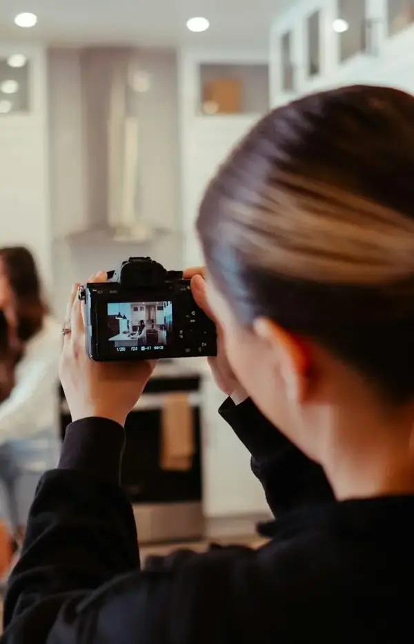 Filming a short video in a kitchen