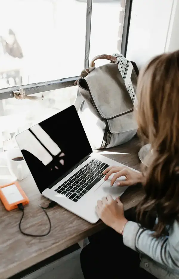 Business owner working on a laptop