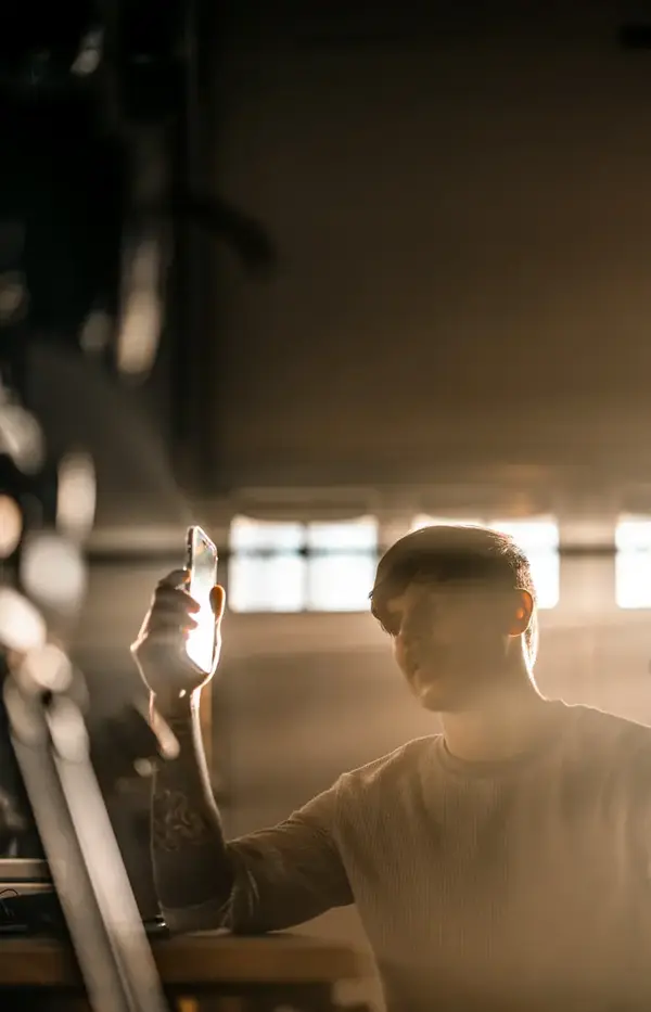 Person on a phone call by a window