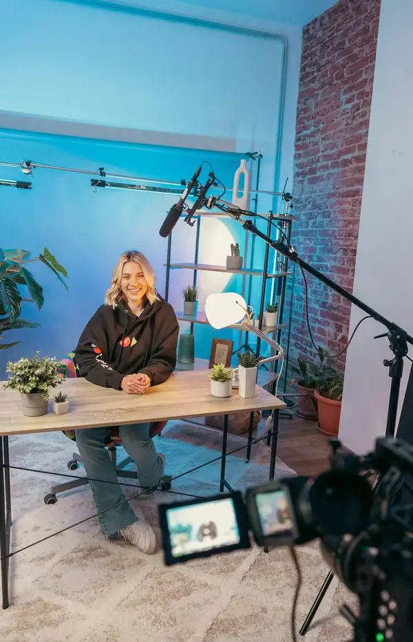 Presenter set up for a video shoot